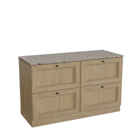 Balmani Lemon meuble salle de bains à poser 135 x 55 cm chêne vieilli avec Stretto tablette simple ou double en terrazzo greige 