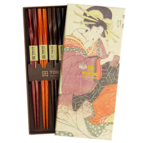 Coffret de 5 baguettes de couleurs différentes torsadées 
