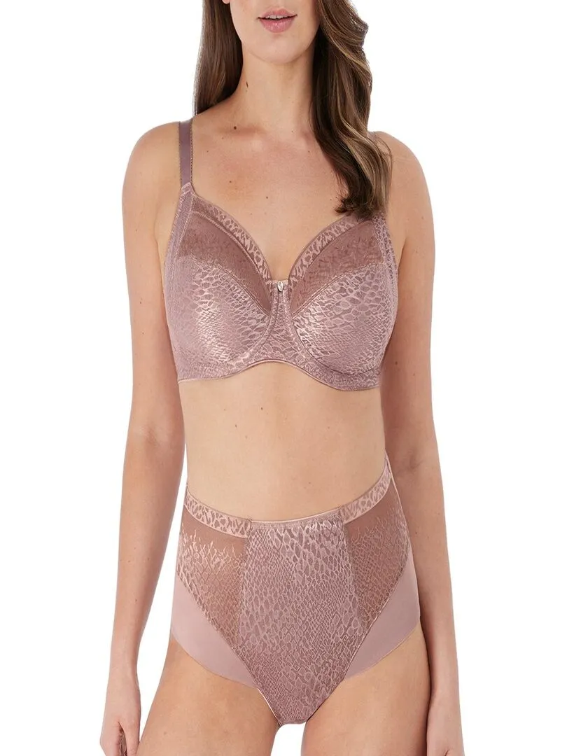 Culotte haute microfibre et dentelle effet serpent Envisage - Marron