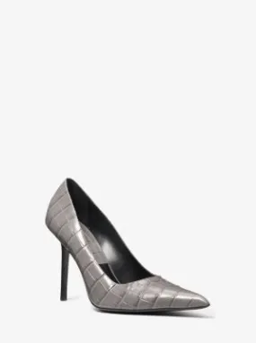 Escarpin Winona en cuir effet crocodile en relief