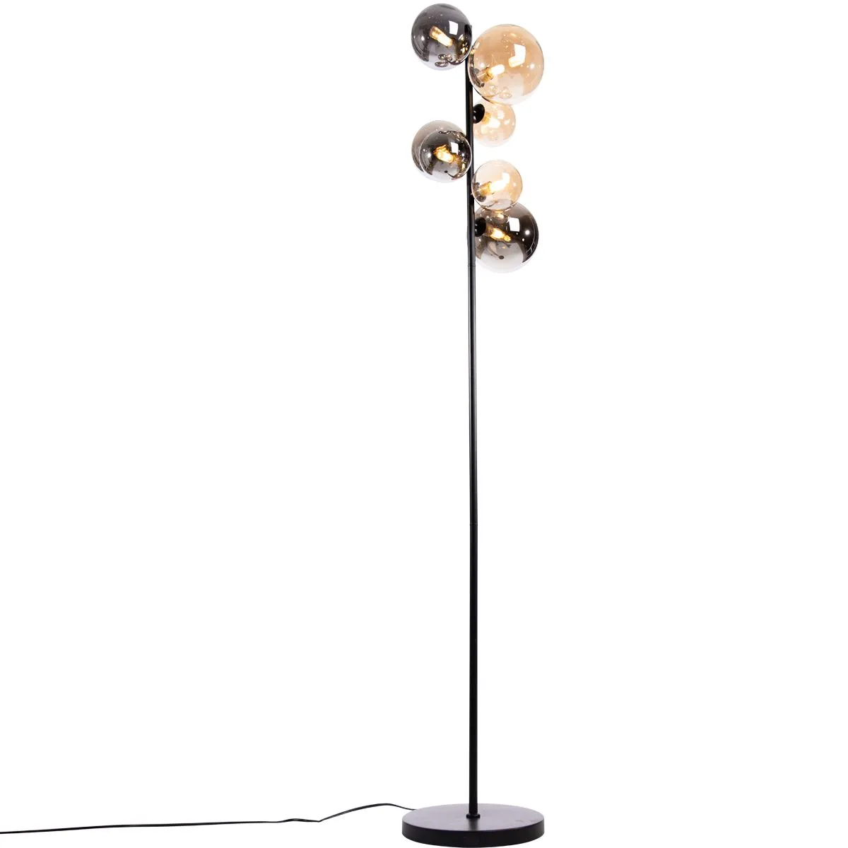 Lampadaire Art Déco noir avec fumée et or 7 lumières avec G9 - Wess