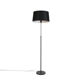Lampadaire noir avec abat-jour en lin noir 45cm réglable - Parte