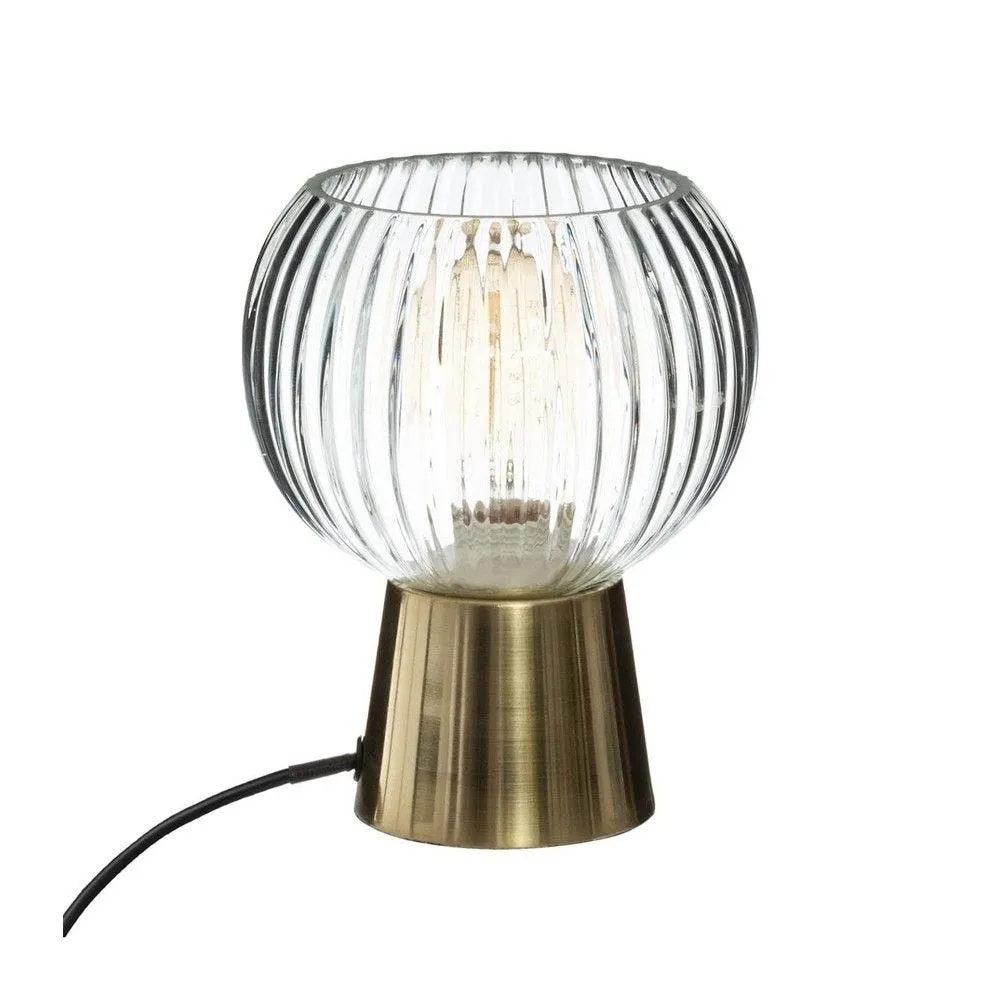Lampe à poser en verre déco et base en métal h19.5cm
