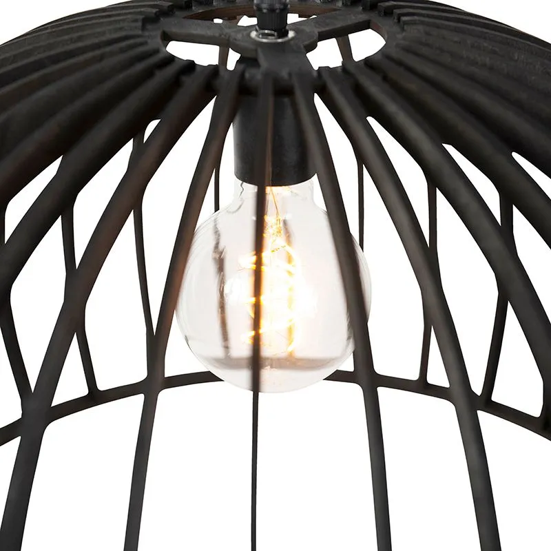 Lampe à suspension art déco bois noir 50 cm - Twain