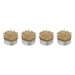 Lot de 4 bougies de noël déco fleur poinsettia dorée pailletée