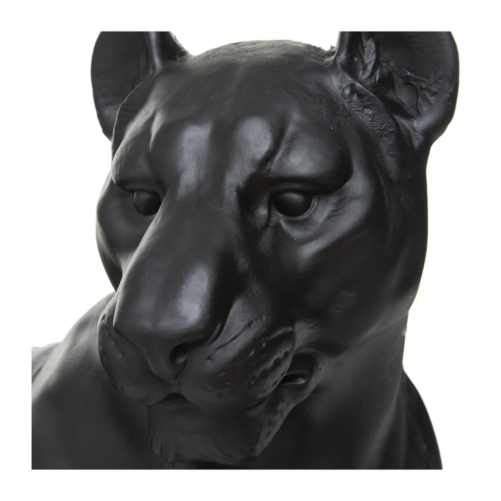 Objet déco grand léopard couché en résine noire 80x39x38cm