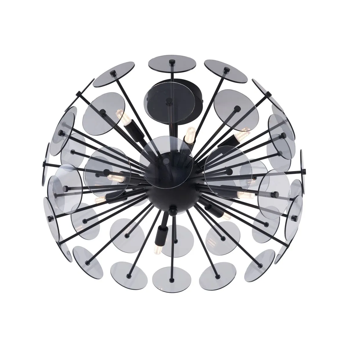 Plafonnier Art déco noir avec verre fumé - Atomic