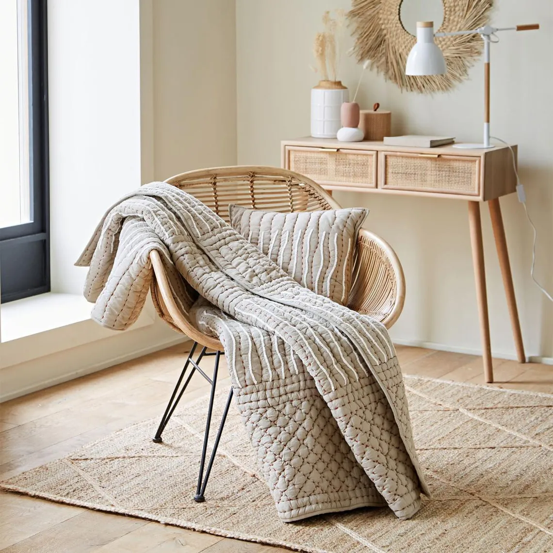 Plaid en Coton Gris GUILLAUME  | 3 Suisses