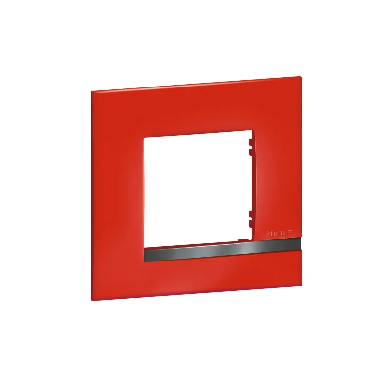 Plaque Altège Collection Déco 1 poste finition Rubis rouge brillant avec liseré effet aluminium (BTAL9RU1)