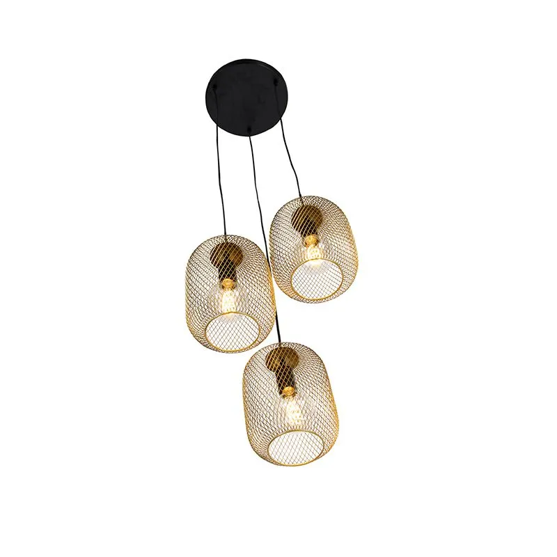 Suspension Art Déco or 45 cm 3 lumières - BLISS MESH
