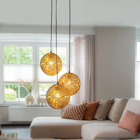 Suspension Art Déco ronde dorée 3 lumières - Maro