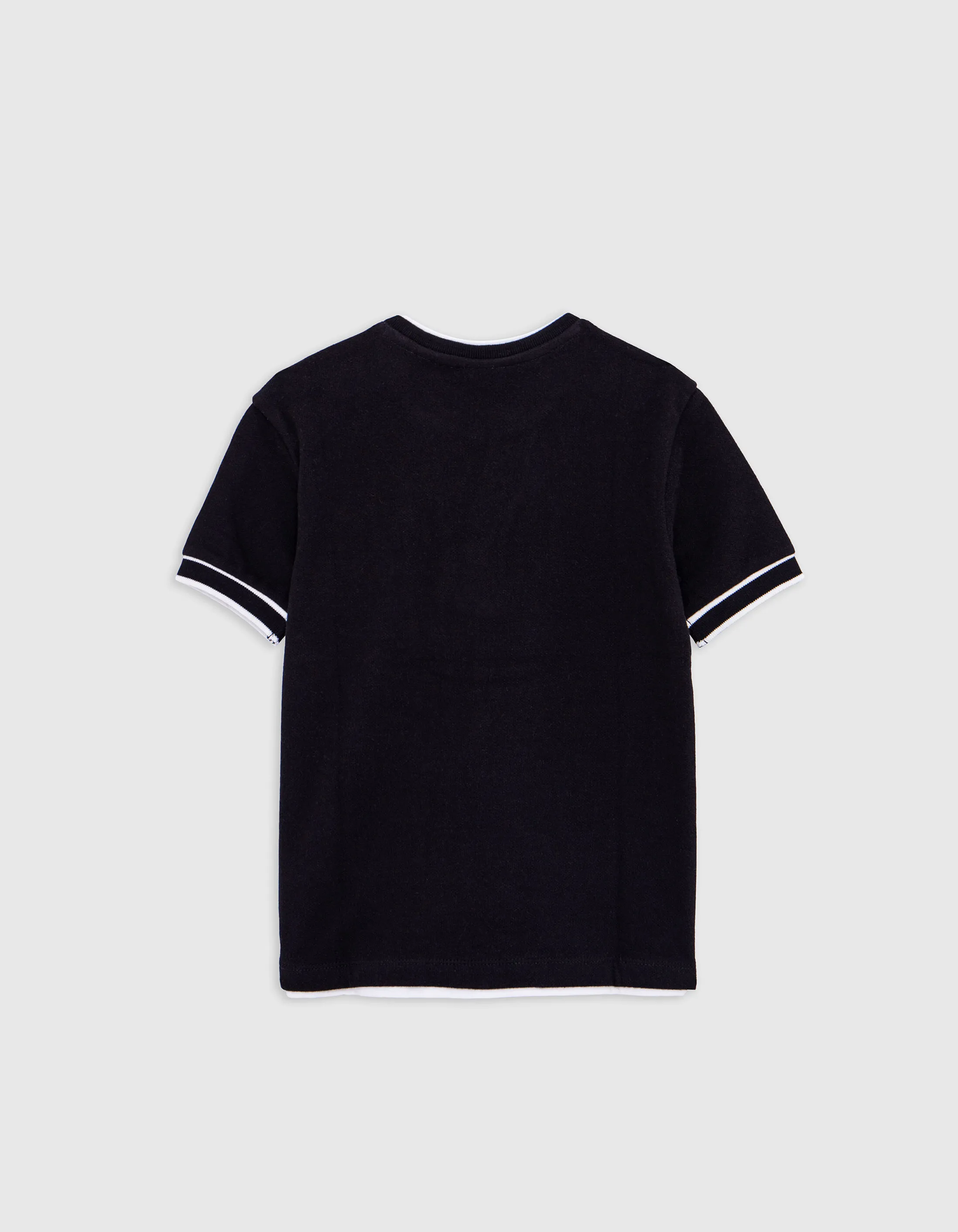 T-shirt noir effet trompe-l'oeil garçon