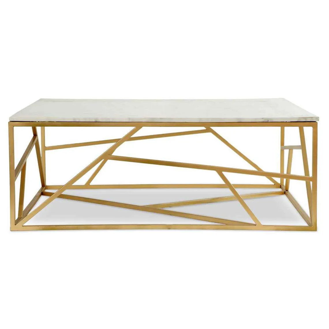 Table Basse Carrée PUZZLE Marbre Et Métal Or | 3 Suisses