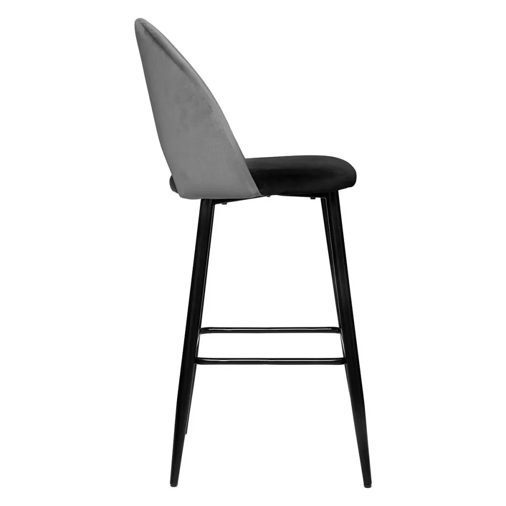Tabouret bar déco velours "Kara" Atmosphera Couleur Gris