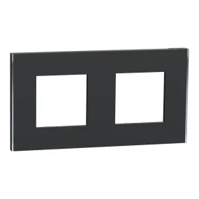 Unica Déco Subtil - Plaque de finition - Anthra liseré argent  - 2P - horiz vert (NU600443)